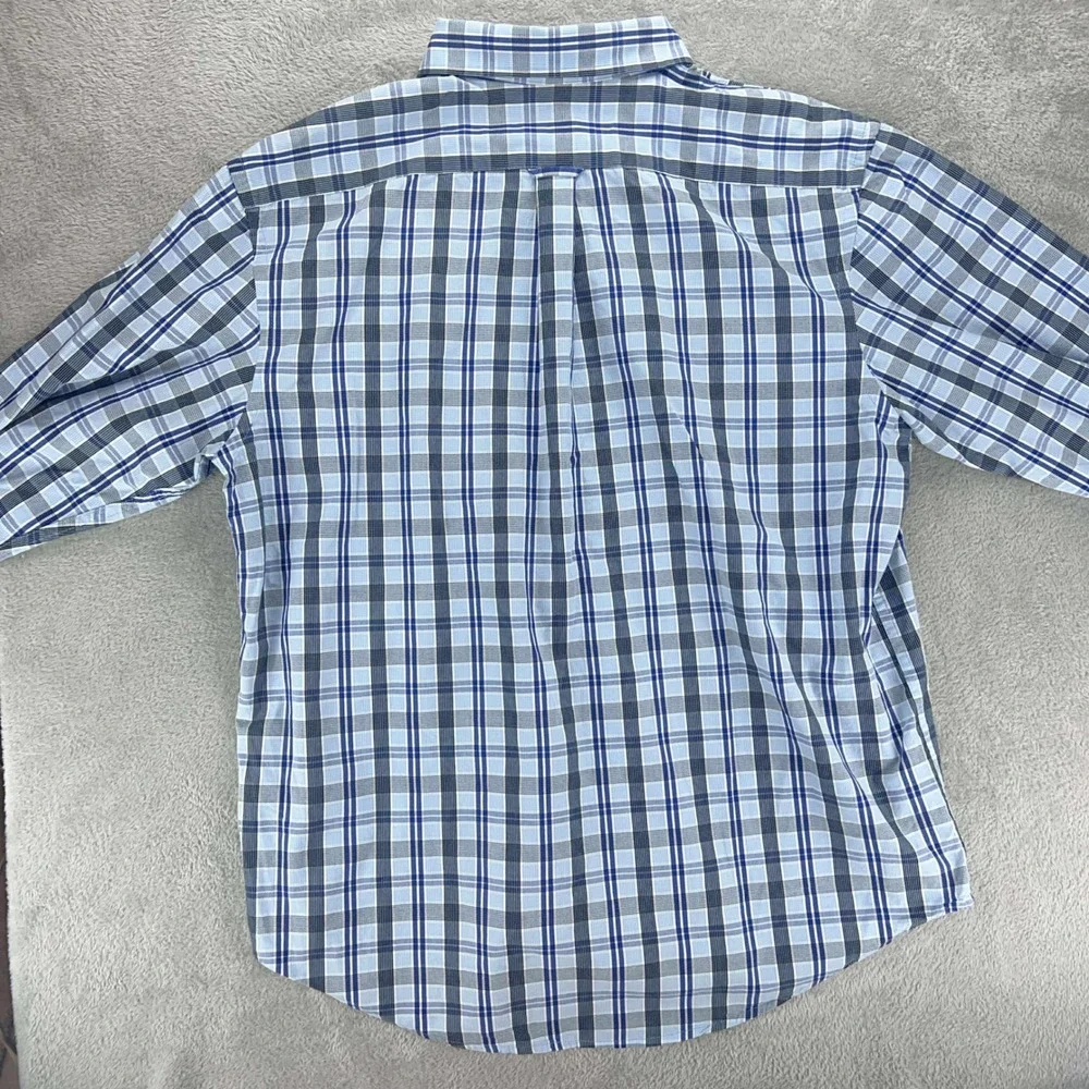 IZOD Plaid Button Down Shirt Long Sleeve Collared‎ Casual Blue Gray Size L